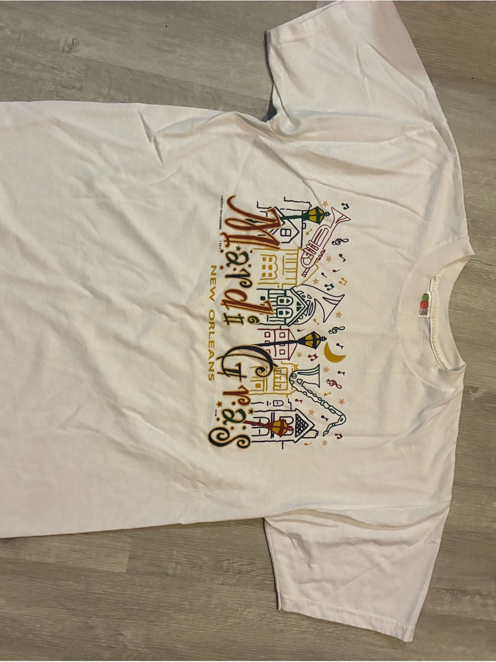 Fruit of the Loom White New Orleans Mardi Gras Skyline Graphic Tee